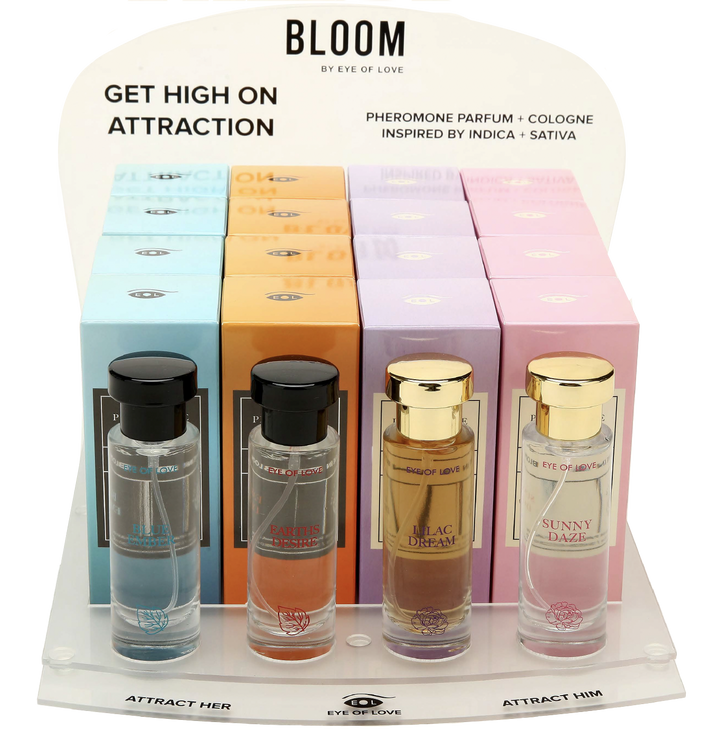 BLOOM Pheromone Parfum Deluxe Display Prepack, 16 Pieces Assorted 30ml with Testers