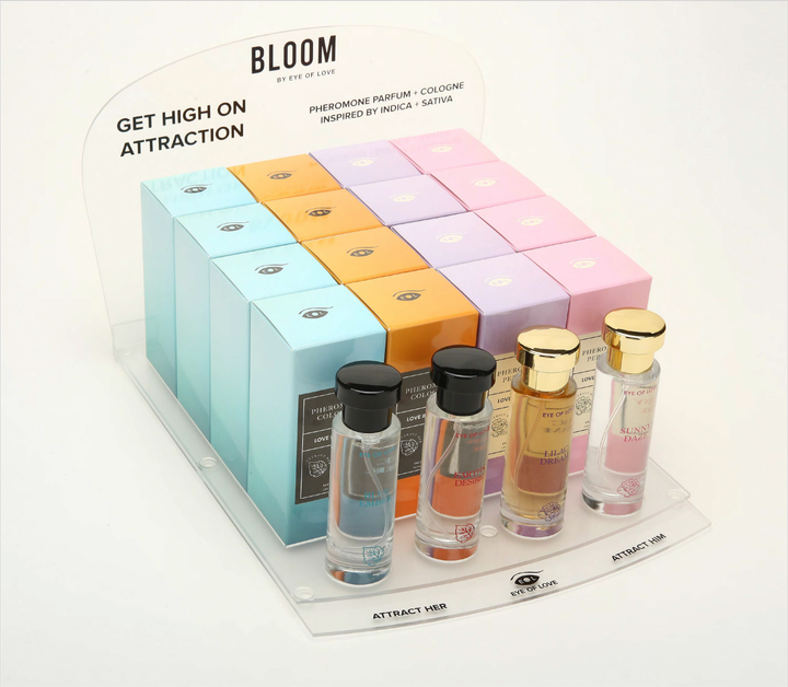 BLOOM Pheromone Parfum Deluxe Display Prepack, 16 Pieces Assorted 30ml with Testers