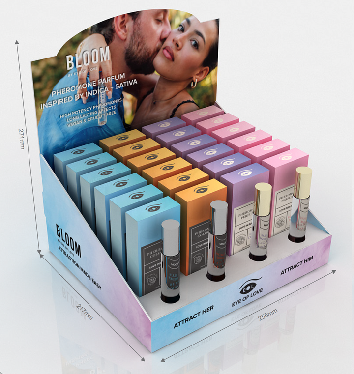 BLOOM Pheromone Parfum Display Prepack, 24 Pieces Assorted 10ml with Testers