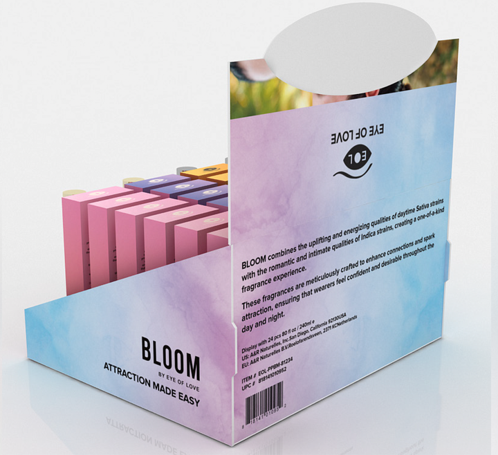 BLOOM Pheromone Parfum Display Prepack, 24 Pieces Assorted 10ml with Testers